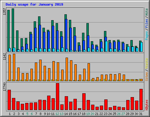 Daily usage for January 2019