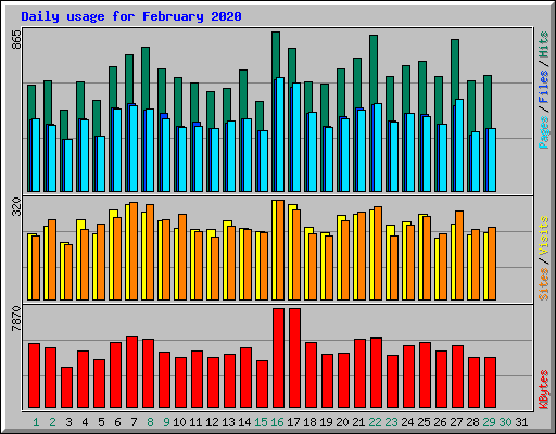 Daily usage for February 2020